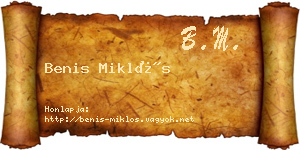 Benis Miklós névjegykártya