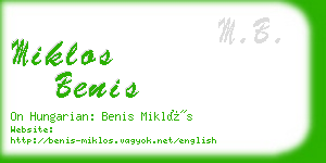 miklos benis business card